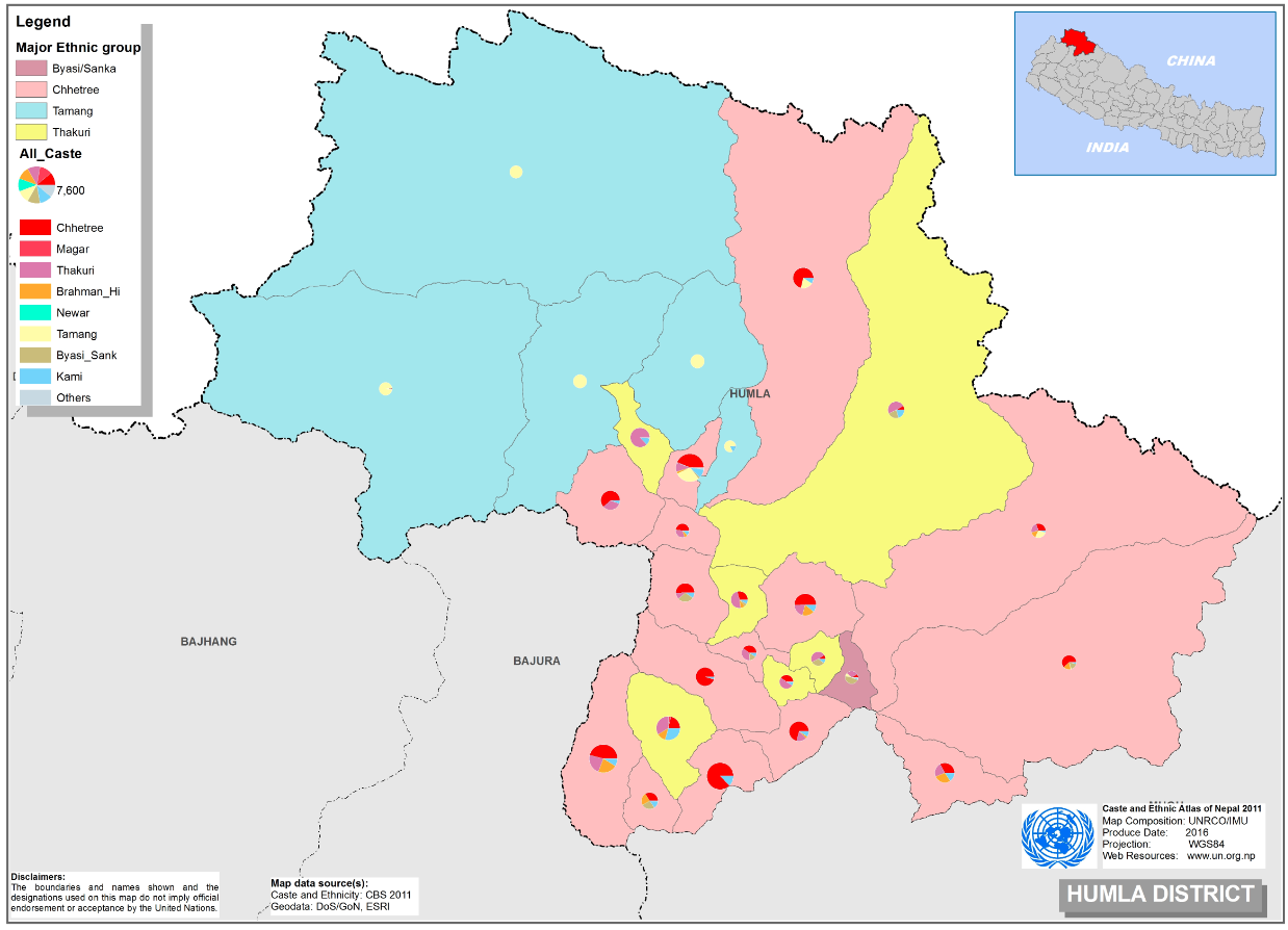 This map presents major caste group and it's composition based on CBS 2011 data of Humla.