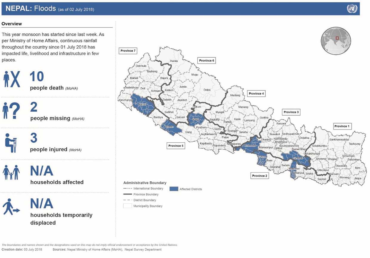This map shows the status of death, missing, injured, household affected and affected municipalities from flood and landslide.