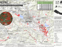 This map shows satellite-detected surface waters in red polygon in Kaski and Syangja districts, Gandaki province, Nepal